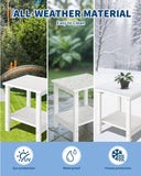 GarveeLife Poly Lumber Rocking Chair Outdoor Set of 4 with 2 Side Table - HDPE High Back Porch Rocker Chairs for Adults - All Weather Resistant Furniture for Patio - White