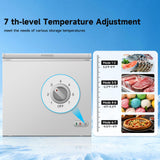 7 Cubic Feet Compact Chest Freezer, 1 Removable Baskets & 7-Level Adjustable Temp - Free-Standing Top-Door Deep Freezer for Home, Kitchen, Office, Basement