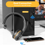XocvDuy Bluetooth Headset, Wireless Headset with Mic for Work, Bluetooth 5.3, Wireless Headphones with AI Noise Cancelling Microphone (Clear Calls & Mic Mute), USB Dongle, for Computer/PC/Laptop/Zoom