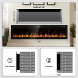 Eueiriup 2025Newly Upgraged 72 inch Ultra Thin Electric Fireplace Inserts and Wall Mounted with Remote Control & Touch Screen 1500W Fireplace Heater with Timer