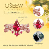 Oseew Engagements ring set Ruby rings for women(Ruby) Kite