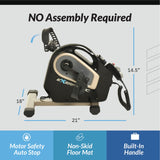 Exerpeutic 2000M Motorized Under Desk Exercise Bike - Electric Legs and Arms Pedal Exerciser - Fitness Equipment for Home Use - Remote Work Office Accessory - Black Exerpeutic