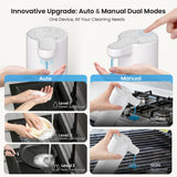 Seawah Automatic Soap Dispenser Touchless(Upgrade Auto & Manual Dual Modes), Quiet Design, IPX7, Adjustable Volume, Rechargeable, Thick & Thin Dish/Hand Soap Compatible for Bathroom & Kitchen