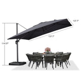 PURPLE LEAF Patio Telescopic Umbrella 11.5' x 11.5' Up Down Lifting Grey