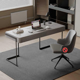 Modern Slate Office Desk with 2 PU Leather Drawers, Executive Writing Table & Spacious Workstation for Home Office & Small Spaces (47" Gray)