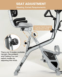 Pooboo Folding Exercise Bike, Foldable Fitness Stationary Bike, Upright Indoor Cycling Bike, 4-in-1 Magnetic X-Bike with Ergonomic Handrail Grips, Upgraded Mesh Backrest for Home Gym Workout