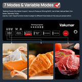 Vakumar Vacuum Sealer Machine, 90Kpa Liquid Food Vacuum Sealer Machine Preservation Dry/Moist/Liquid Modes, LED Indicator Light, Handle Locked Design, Built-in Cutter and Bag Storage, Starter Kit