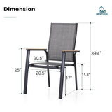 MFSTUDIO Stackable Patio Dining Chairs Set of 4, Aluminum & Textilene, Grey
