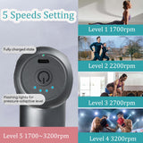 KVKID Mini Massager Gun, Massage Gun Deep Tissue with 4 Attachments, Portable Muscle Massager Gun for Back, Body Sore Muscles, Pain Relief, Rechargeable Small Massage Gun for Office, Home, Athletes