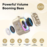 INSMY Shower Bluetooth Speaker, IP67 Waterproof Portable Small Multi Sync 100+ Speakers, Big Volume Booming Bass, 24H Playtime/Floatable/RGB Lights for Outdoor/Kayak/Beach/Golf (Khaki)