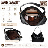 Slouchy Hobo Bags for Women, Large Shoulder Bag with Top Handle, Vintage Crossbody Purse Leather Travel Slouchy Tote Handbag (Black)