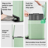 Small Bathroom Trash Can with Lid Soft Close, Step Pedal, 6 Liter / 1.6 Gallon Stainless Steel Garbage Can (Matt Green) Cesun