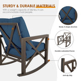 Outdoor Rocking Bistro Set, Patio Chairs Set of 2 with Coffee Table, Blue