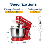 VIVOHOME 4.75 Quart Stand Mixer, 8 Speed Kitchen Electric Food Mixer, Household Stand Mixer for Baking, Cake, Bread, Red