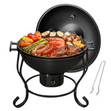 Portable Charcoal Grill with Built-In Thermometer, Adjustable Air Vent & Easy Cleanup, Portable BBQ Grill for Camping, Tailgating, Picnics and Small Backyard Cookouts, Easy-to-Carry Outdoor Grill