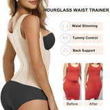 SHAPERX Waist Trainer Corset for Women Tummy Control Sport Girdle Hourglass Waist Cincher Body Shaper with Steel Boned,SZ7293-Beige-L
