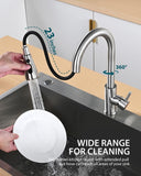 Hiqufet Kitchen Faucet with Pull Down Sprayer, Single Handle High Arc Kitchen Sink Faucet, Lead-Free Stainless Steel Modern Rv Bar Sink Faucets (Brushed Nickel)