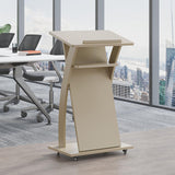 Portable Wood Lectern on Wheels - Solid Wood Podium for Church, Conference Room, Welcome Table, Event Hosting, Presentat nd, Adjuble Height, Professal Design