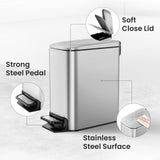 Cesun Small Bathroom Trash Can with Lid Soft Close, Step Pedal, 6 Liter