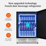 Velieta 24 Inch Outdoor Beverage Refrigerator Cooler,Stainless Steel Wide Refrigerator for 210 Cans,Fit Perfectly for 24" Space Built-in Counter