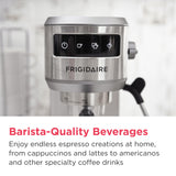 Frigidaire Steam Espresso Maker, Coffee Machine with Milk Frother & Cup Warmer, 20 Bar Pressure, 34 oz Removable Water Tank, Single or Double Shot, Stainless Steel