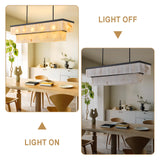 CEENWE Rectangle Alabaster Chandelier, L54 Linear Chandeliers Over Table Pendant Light Modern Mrable Rectangular Chandelier for Kitchen Island Dining Room Living Room 2-Tier Black(Include 16 Bulbs)