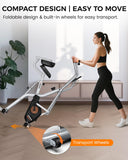 Pooboo Foldable Stationary Exercise Bike with Elliptical Mode, 8-Level Magnetic Resistance, Adjustable Seat & Handrail, LCD Monitor, 300LBS Capacity for Home Fitness & Rehab