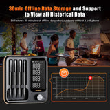 4-Probe WiFi Wireless Meat Thermometer with 360°Readable LCD Standalone Base, WiFi and Bluetooth 5.3 Unlimited Range, IPX8 Waterproof Food Kitchen Thermoemte