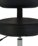 Amazon Basics Multi-Purpose Drafting Spa Bar Stool with Back Support, Upholstered, and Wheels, Black, 22.72"D x 22.72"W x 37.8"H