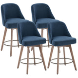 Bekrvio Swivel Counter Height Bar Stools Set of 4, 26" Seat Height, Blue