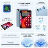 Tablet 11 inch Android 16 Tablet, 2026 Latest Update 128GB ROM 20GB RAM, 4G LTE Tablets