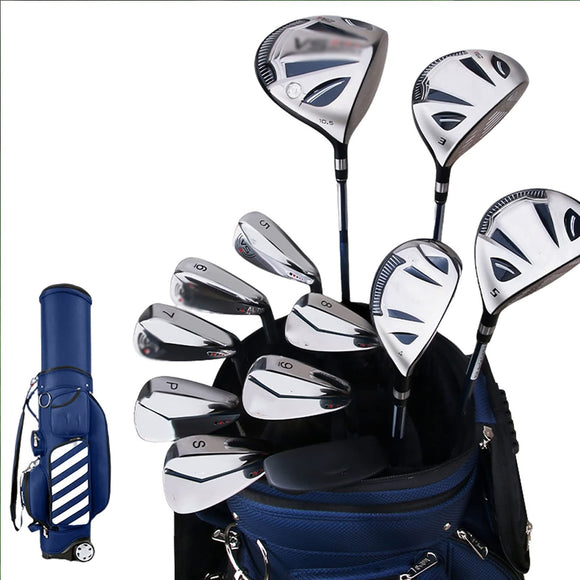 Men's Golf Complete Set, Complete Beginner Golf Club Set, Golf Standard Ball Bag, Golf Mens Right Hand, Carbon Shaft, Pack of 12 with Cart Bag