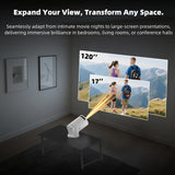Wireless Mini Projector with WIFI 6 and Bluetooth, 4K 1080P Support Portable Projector 180° Rotatable. 17"-130" Screen Video Projector. Compatible for Smartphone, Laptop, PC(Q5 mate)