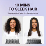 Wavytalk Hair Straightener Brush, Sleek Sweep Ionic Straightening Brush, Anti-Scald Ceramic Straightener Comb with LED Display for Super Smooth Hair, Dual Voltage, Rose Gold.