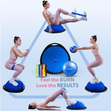 kisnbld Half Balance Ball Trainer, Inflatable Half Exercise Ball Balance Trainer with Pilates Ball & Resistance Bands, Non-slip Half Yoga Ball for Home Gym Full Body Workouts kisnbld