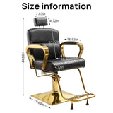 walnest Black & Gold Professional Reclining Salon & Spa Barber Chair for Hair Stylist with Headrest All Purpose Hydraulic Styling Beauty Chair for Barbershop Braiding Makeup Lash Tattoo