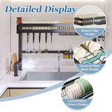 QIUHTR Space-Saving Over The Sink Dish Drying Rack for Kitchen Counter,Large Dish Racks with Cutlery Holder,for Dish,Pots,Lids, Bowls,Cups,for Kitchen Storage(21.6")