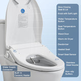 Smart Bidet Toilet Seat with Remote, Adjustable Heated Seat&Air Dryer, Endless Instant Warm Water, Multiple Spray Modes, Stainless Steel Nozzle, Soft Close, Deodorizer, 3D Curved, Elongated(NKH3101)