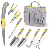 Garden Tool Set, Carsolt 10 Piece Stainless Steel Heavy Duty Gardening Tool Set for Digging Planting Pruning Gardening