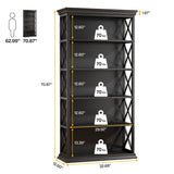 Tribesigns 6-Tier Bookcase Set of 2, 71 Inches Industrial Bookshelves and Bookcases, Floor Standing 5 Shelf Display Storage Shelves Tall Bookcase for Home Office, Living Room, Bed Room, Black