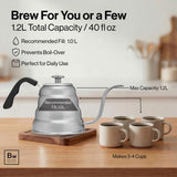 Barista Warrior Gooseneck Kettle with Thermometer - 1.2L Pour Over Coffee & Tea Kettle, 18/8 Stainless Steel Gooseneck Kettle Pot, Precision Pour Drip Spout, Suitable for All-Stoves (40 fl oz)