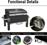 BBQCuker Portable Charcoal Grill with Warming Rack, Tabletop Charcoal Grill, Small BBQ Grill with Thermometer(100-800°F), Outdoor Charcoal Smoker for Camping, Picnic, Hiking, Beach and Travel