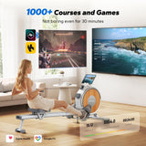 MERACH Rowing Machine with App, 16 Levels of Magnetic Resistance, Exclusive Dual Slide Rail Rower, 350LB Max Weight Rowing Machines for Home Use, Q1S White
