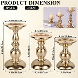 CYEAH 3 Pcs Candle Holders for Pillar Candles, Gold Candlestick Ideal for 3" Pillar Candles, Candlestick Holders Stand Centerpieces Decoration for Wedding, Party, Home, Spa, Reiki, Votive Candle