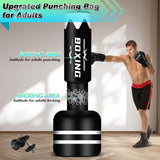 Standing Punching Bag for Adults, Heavy Bag Boxing Bag with Stand Upgrated Raise Base Inflatable Kicking Bag Muay Thai Bag for Training MMA
