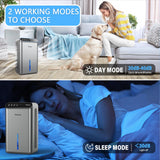 Dehumidifier for Home 1000 sq.ft - Small Quiet Dehumidifier with Auto Shut Off, Aromatherapy, 3 Gear Timer, Sleep Mode, 7-Color LED Light, Drain Hose for Bedroom, Bathroom, Basement, RV(Matte Silver)