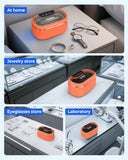 onlikin 35W Ultrasonic Jewelry Cleaner, 45KHz Retainer Cleaner for Jewelry, 5 Timer & 3 Power Modes, Eyeglasses, Rings, Watch Strap, Dentures - 20oz, 304 Stainless Steel Tank, Quiet <38dB (Orange)