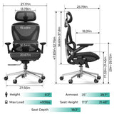 Mesh Office Chair, Adjustable Lumbar High Back Desk Chair 400lbs, 4D Flip-up Arms, 3-Level Tilt Backrest, 3D Headrest, PU Wheels