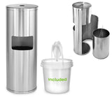 Alpine Stainless Steel Disinfecting Wipes Dispenser Floor Stand - Large Capacity Gym Wipes Dispenser with Trash Can, Smudge Resistant Coating Sanitizing Stand - Disinfectant Wipes Container Included