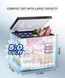 Deep Freezer, Mini Freezer with 7-Step Temperature Control, 5.0 cu.ft Small Deep Freezer, Freestanding Chest Freezer with Removable Basket for Dorm, Office, Bedroom and Small Living Spaces(Black)